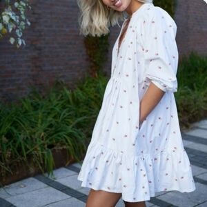 ByTimo Embroidered Floral Structured Cotton Shift Dress Coquette Prairie